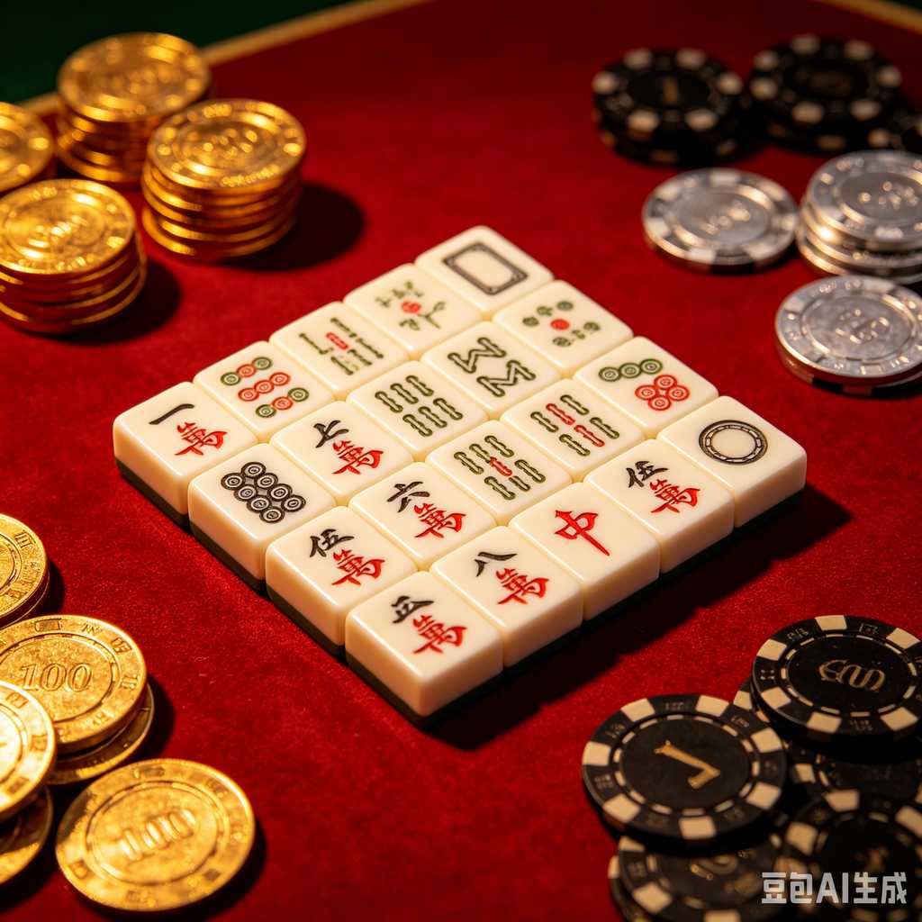 mahjong set with dice and chips